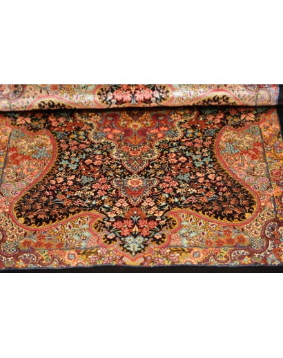 Tappeto Ghom seta Persia marrone arancione 60x87