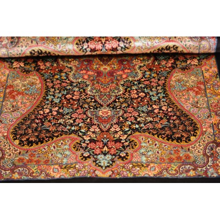 Tappeto Ghom seta Persia marrone arancione 60x87