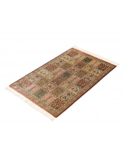 Tappeto Ghom seta Persia marrone bianco 60x90