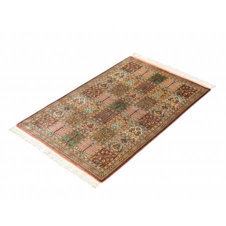 Tappeto Ghom seta Persia marrone bianco 60x90