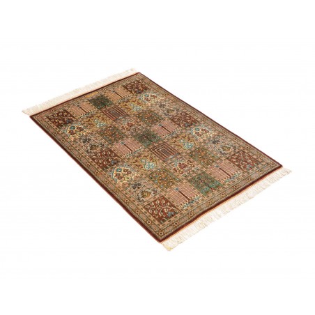 Tappeto Ghom seta Persia marrone bianco 60x90