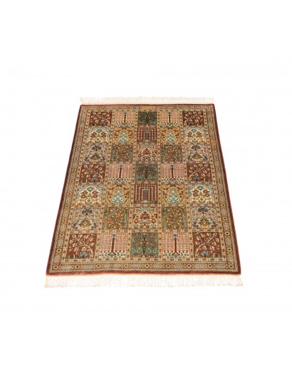 Tappeto Ghom seta Persia marrone bianco 60x90