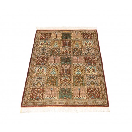 Tappeto Ghom seta Persia marrone bianco 60x90