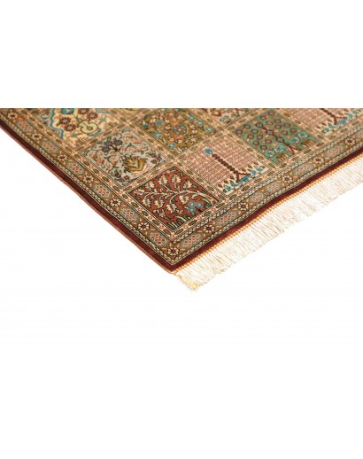 Tappeto Ghom seta Persia marrone bianco 60x90