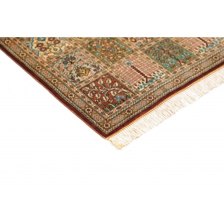 Tappeto Ghom seta Persia marrone bianco 60x90