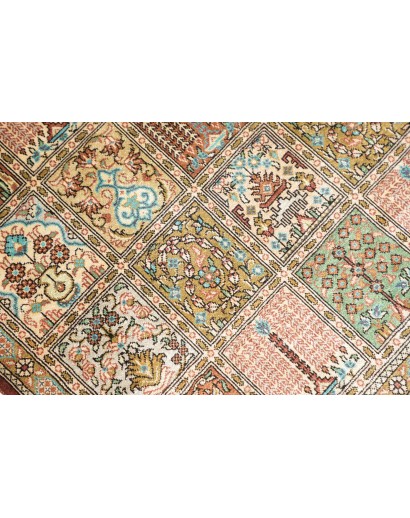 Tappeto Ghom seta Persia marrone bianco 60x90