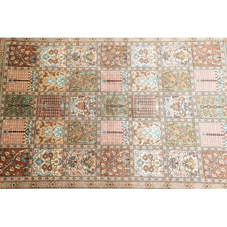 Tappeto Ghom seta Persia marrone bianco 60x90