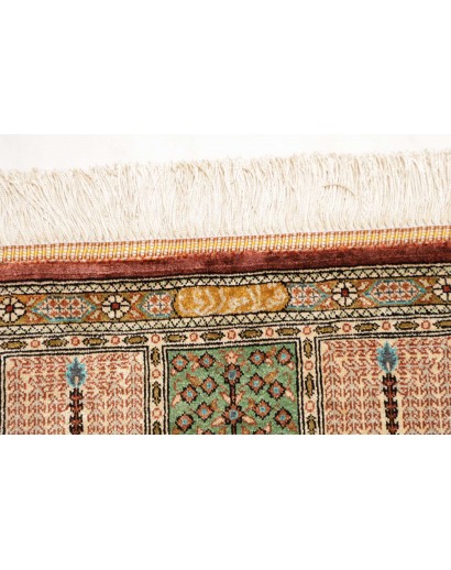 Tappeto Ghom seta Persia marrone bianco 60x90