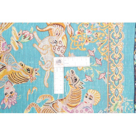 Tappeto Ghom seta Persia beige azzurro 59x96