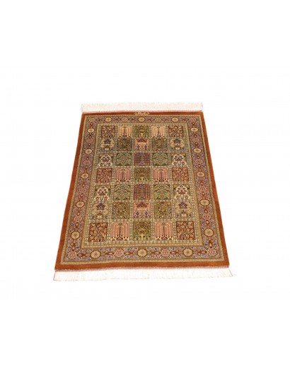 Tappeto Ghom seta Persia marrone 58x92