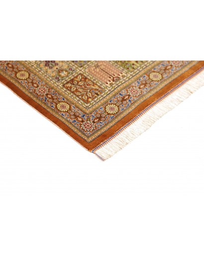 Tappeto Ghom seta Persia marrone 58x92