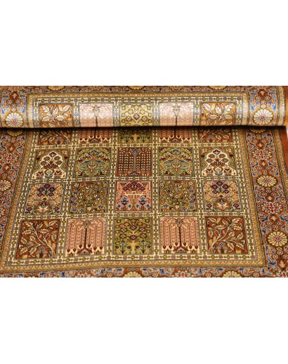 Tappeto Ghom seta Persia marrone 58x92