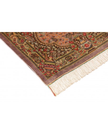 Tappeto Ghom seta Persia marrone 50x148