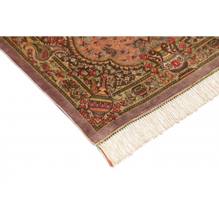 Tappeto Ghom seta Persia marrone 50x148