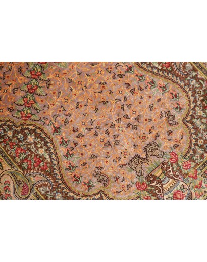 Tappeto Ghom seta Persia marrone 50x148