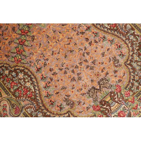 Tappeto Ghom seta Persia marrone 50x148