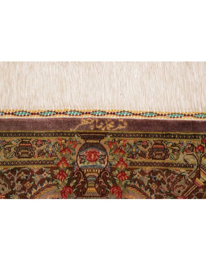 Tappeto Ghom seta Persia marrone 50x148