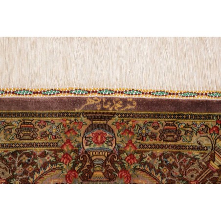 Tappeto Ghom seta Persia marrone 50x148