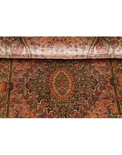 Tappeto Ghom seta Persia marrone 50x148