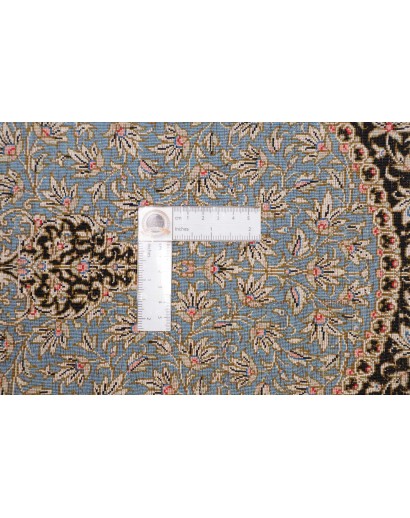 Tappeto Ghom seta Persia azzurro grigio 39x114