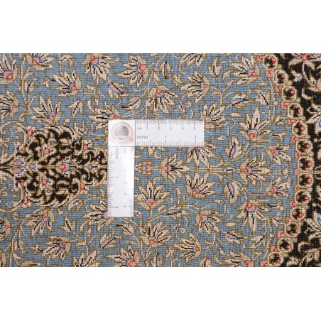 Tappeto Ghom seta Persia azzurro grigio 39x114