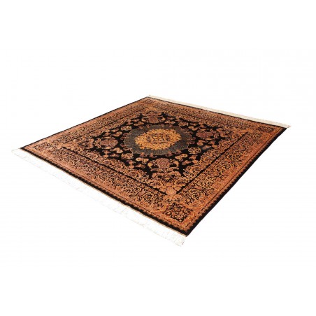 Tappeto Ghom seta Persia marrone 200x200