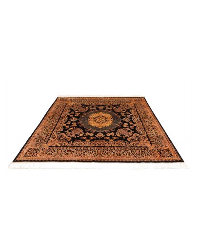 Tappeto Ghom seta Persia marrone 200x200