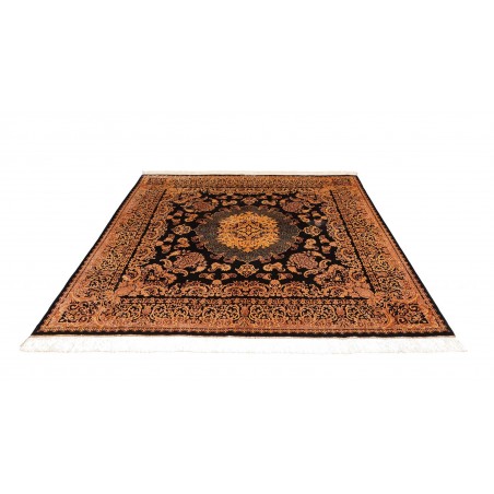 Tappeto Ghom seta Persia marrone 200x200