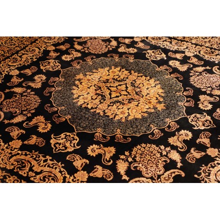Tappeto Ghom seta Persia marrone 200x200