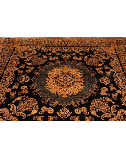 Tappeto Ghom seta Persia marrone 200x200