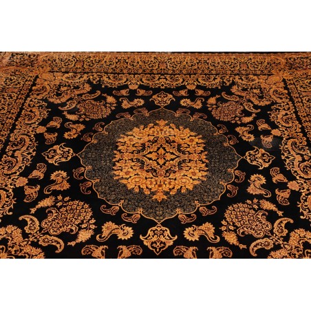 Tappeto Ghom seta Persia marrone 200x200